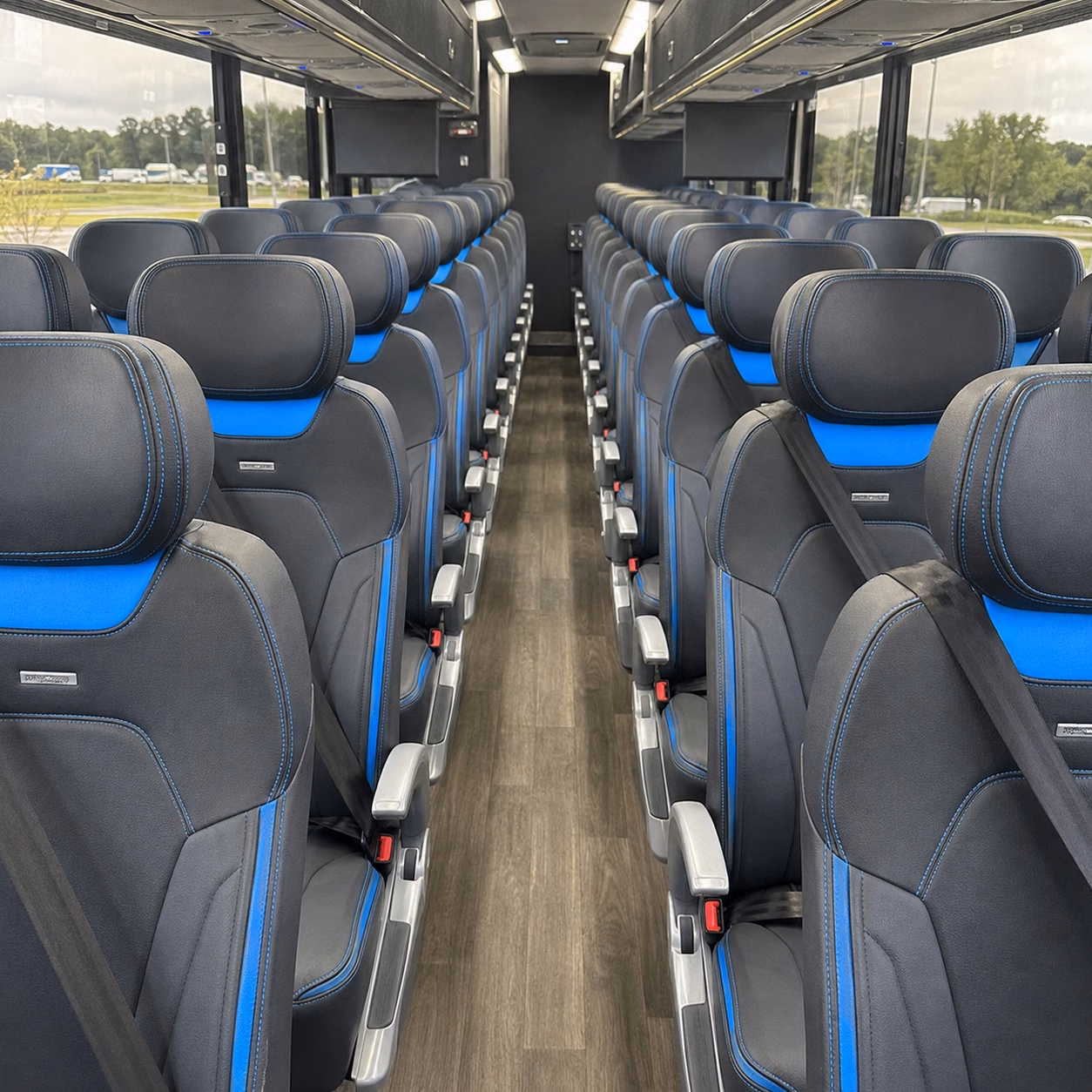 56 passenger charter bus inside